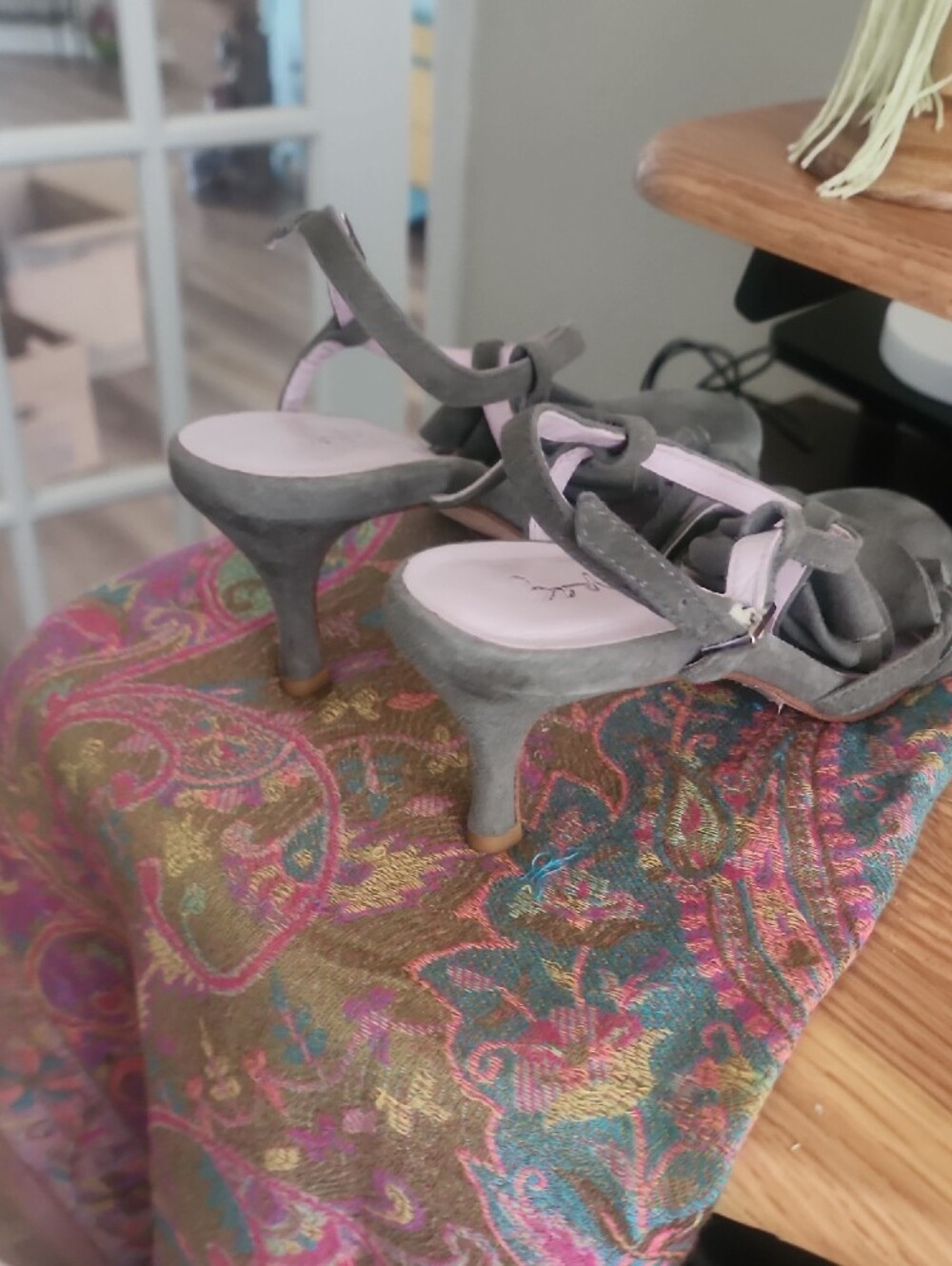 Boden Gray Ruffle Strap Heels - Picture 8 of 9